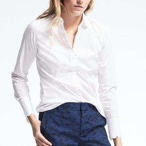 Banana Republic Riley-Fit White Scallop Shirt